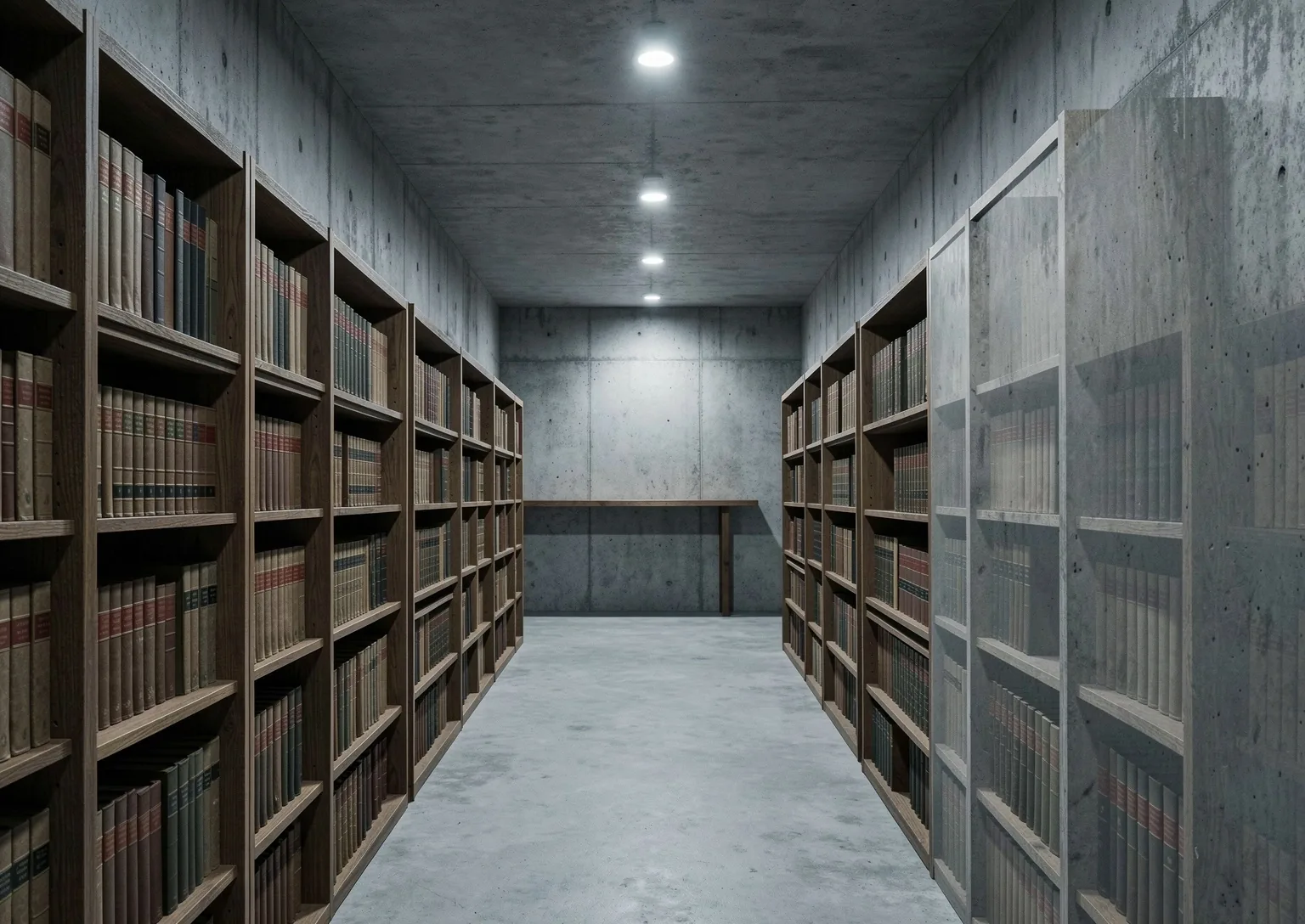 Brutalist architectural mass symbolizing legal permanence